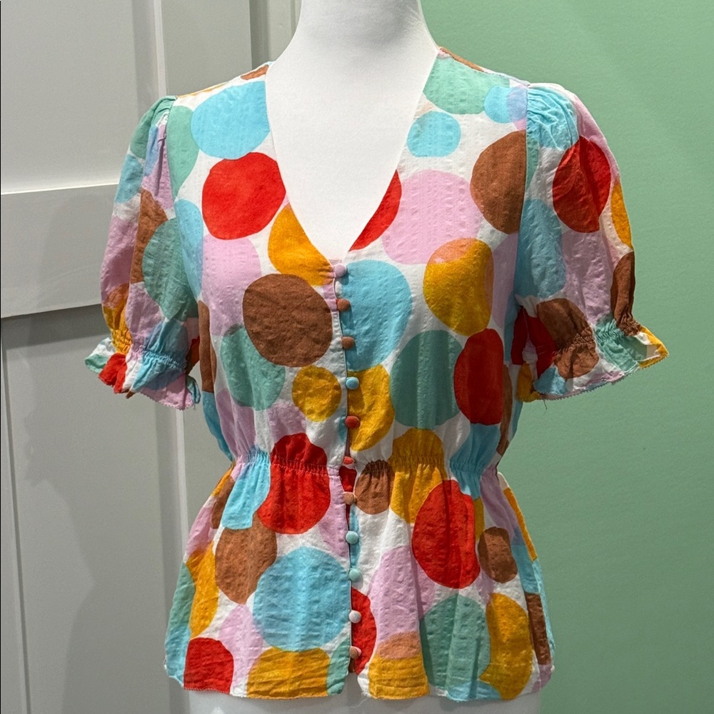 THML Multicolor Polka Dot Blouse. Size XS